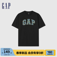Gap男女装春季2024LOGO设计感字母经典圆领纯棉短袖T恤885842 黑色 180/100A(XL)亚洲尺码