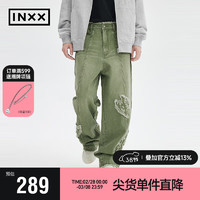 英克斯（inxx）Standby 潮流复古休闲宽松直筒牛仔裤长裤XME1220238 军绿色-1 S