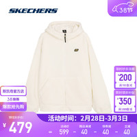 SKECHERS 斯凯奇 CNY 新年系列男女同款针织连帽外套L124U025 奶油米白/00NA L