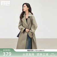 对白复古英伦风中长款风衣外套女2024春装今年流行卡其色大衣 卡其色 M