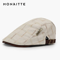 蒙奈特（MONAITTE）帽子男四季款时尚鸭舌帽户外骑车春秋复古贝雷帽潮牌前进帽女 杏色 均码（53-60CM）