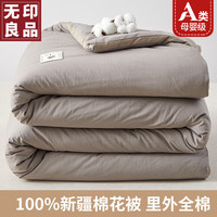 無印良品 MUJI无印良品新疆棉棉花被100%纯棉被芯全棉絮单人床褥子180×220cm约2.8斤夏被 灰色【A类面料 新疆棉花填充】 180x200cm约2.8斤夏被