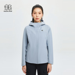 KOLON SPORT/可隆软壳夹克 女子户外运动休闲TECHSHELL防风防泼水外套 LKJK4SN144-LB 浅蓝色 155/XS