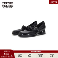 Teenie Weenie小熊2024年早春玫瑰花朵装饰复古玛丽珍女鞋时尚 黑色 36