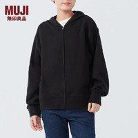 无印良品 MUJI 女式 毛圈 拉链连帽衫 女长袖外套春季款 BBQ91C4S 黑色 S 155/80A