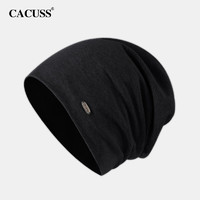 CACUSS帽子男女士春秋薄款棉包头套头帽夏季空调睡觉保暖月子帽产后黑中 黑色中号（适合头围57-59CM）