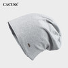 CACUSS 帽子男女士春秋薄款棉包头套头帽夏季空调睡觉保暖月子帽产后浅灰