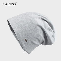 CACUSS 帽子男女士春秋薄款棉包头套头帽夏季空调睡觉保暖月子帽产后浅灰 浅灰中号（适合头围57-59CM）