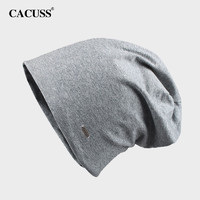 CACUSS帽子男女士春秋薄款棉包头套头帽夏季空调睡觉保暖月子帽产后深灰 深灰中号（适合头围57-59CM）