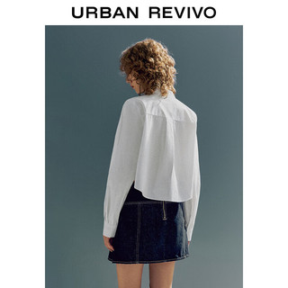 UR2024春季女装法式高级感可调节飘带开襟衬衫UWU240009 本白 L