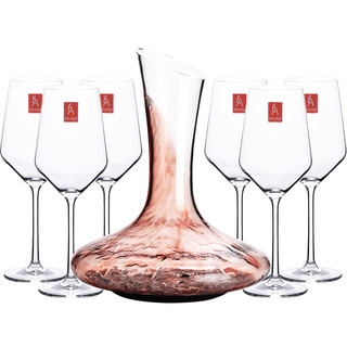 欧式水晶红酒杯套装6只家用大号酒杯2个创意葡萄醒酒器玻璃高脚杯