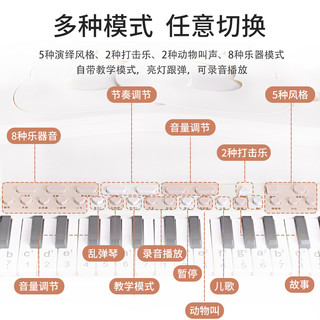 儿童钢琴玩具电子琴小女孩初学多功能可弹奏话筒3宝宝1一周岁 家庭自用【粉】钢琴+凳子+麦克风+琴谱+礼包