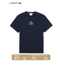 LACOSTE法国鳄鱼男女同款24简约休闲宽松圆领短袖T恤TH6397 166/藏青色 XS /165