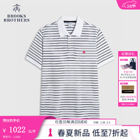 布克兄弟（BrooksBrothers）男士24早春新品棉两粒扣针织条纹Polo衫 B