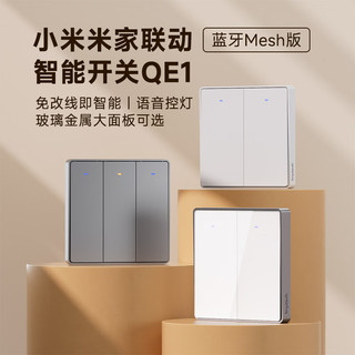 领普科技（linptech） 小米IOT联动智能墙壁开关QE1 接入米家 蓝牙开关单火双键版灰色 QE1单火双键灰