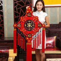 2024中国结挂饰客厅高档桃木福字大号玄关乔迁入户门新年装饰