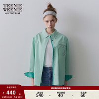Teenie Weenie小熊女装2024春学院风休闲宽松打底长袖衬衫上衣 薄荷色 160/S