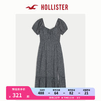 HOLLISTER24春夏柔软甜美修身泡泡袖中长款连衣裙女 356588-1 海军蓝色碎花 M (165/92A)