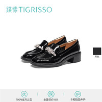 tigrisso 蹀愫 2024春新款水钻方头复古一脚蹬增高英伦乐福鞋TA54102-16