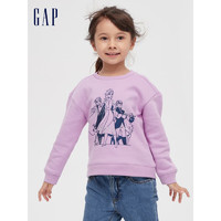 Gap女幼童抓绒艾莎公主联名卫衣618810春季儿童装运动上衣 淡紫色 110cm(5岁)