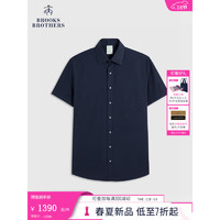 布克兄弟（BrooksBrothers）男士24早春宽距领免烫纯色正装衬衫 4004-藏青色 15