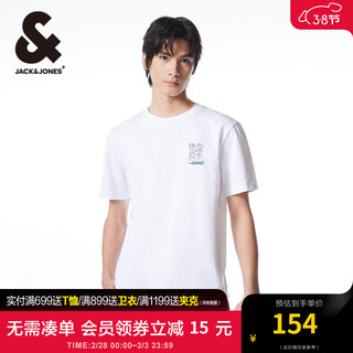 杰克琼斯 杰克·琼斯（JACK&JONES）男装春夏新款潮男简约纯棉字母刺绣多色短袖T恤上衣男