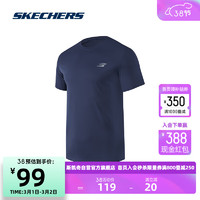 SKECHERS 斯凯奇 男子运动健身短袖P223M125 海军蓝/00DU XL