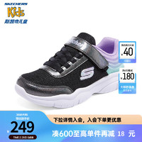 Skechers斯凯奇儿童鞋男女童跑步鞋镭射切割网布易弯折大童运动鞋303502L 女童/黑色/多彩色/BKMT 31