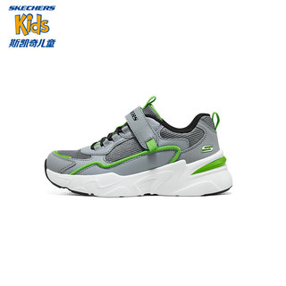 Skechers斯凯奇男童鞋运动鞋魔术贴舒适跑步鞋儿童鞋子休闲鞋406118L 灰色/柠檬色/GYLM 30