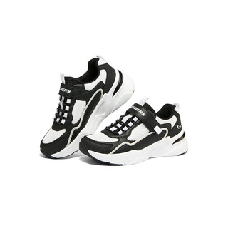 Skechers斯凯奇男童鞋运动鞋魔术贴舒适跑步鞋儿童鞋子休闲鞋406118L BKW黑色/白色（男童） 36