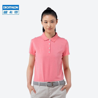 DECATHLON 迪卡侬 polo衫女翻领运动T恤夏季大码INESIS时尚桃M-4469732