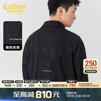 Cabbeen 卡宾 男装松果刺绣夹克23秋金线刺绣字母外套潮 煤黑色 M