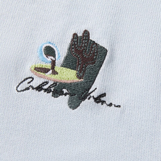 卡宾男装植物刺绣T恤23夏字母短袖休闲A2232108018 粉蓝色17 48/170/M