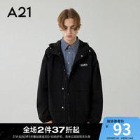 A21风衣外套男装梭织宽松连帽春秋百搭通勤休闲外套易打理 黑色 185/96A/XXL