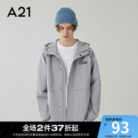 A21风衣外套男装梭织宽松连帽春秋百搭通勤休闲外套易打理 中灰 170/84A/M