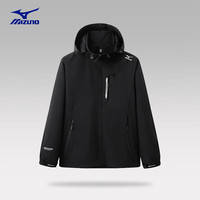 美津浓(MIZUNO)户外休闲夹克男女春秋薄款防风防水外套RTA2CC3103 黑色 3XL