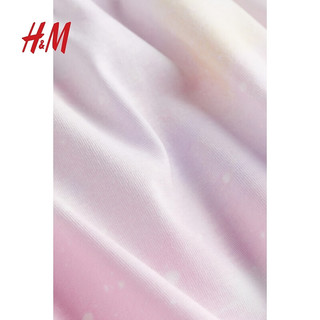 H&M 童装女童圆领印花棉质连衣裙1157735 浅粉色/图案 140/68