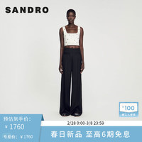 SANDRO2024早春女装法式优雅白色短款针织吊带背心SFPPU02123 10/白色 2