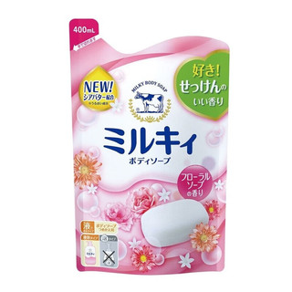 日本 牛乳石鹸COW 牛乳沐浴露 液体版温柔皂香 本体 550ml 液体版花香 替换装 400ml