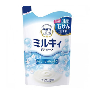 牛乳石碱（COW）日本牛乳石鹸儿童可用植物精华深层清洁清爽不假滑补水沐浴露 液体版温柔皂香 替换装 400ml