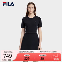 FILA 斐乐女子织连衣裙时尚优雅简约短袖连身裙 165/84A/M