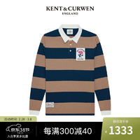 KENT&CURWEN 肯迪文KC秋冬新品玫瑰撞色条纹纯棉休闲长袖Polo衫男K48I7EI051 粉绿