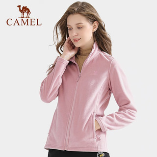骆驼（CAMEL）户外抓绒衣女加绒保暖摇粒绒卫衣加厚外套冲锋衣内胆 A0W218152，墨灰，男 XL