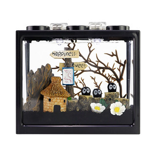 斗鱼缸客厅小型家用积木盒迷你桌面创意造景方形缸高透亚克力鱼缸