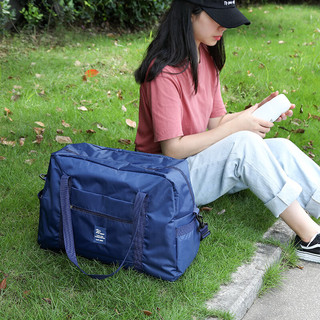 爱满 旅行包男女通用便携可折叠包大容量行李包加厚收纳整理袋手提包 四代黑色加大 46*20*35 大