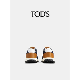 TOD'S【】2024春夏男士皮革拼织物运动鞋休闲鞋平底鞋男鞋 藏青/棕色 39