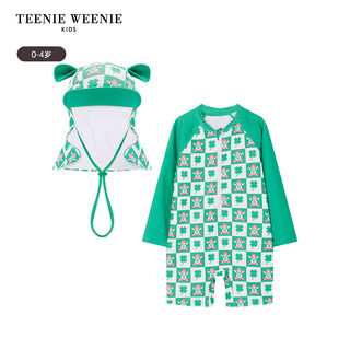 Teenie Weenie Kids小熊童装24春夏男宝宝舒适亲肤拉链泳衣 绿色 80cm