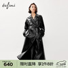 伊芙丽（eifini）伊芙丽翻领设计随性微廓版型皮质风衣2024春装新款气质高级感外套 黑色 170/92A/XL
