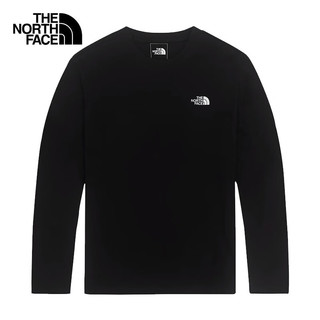 北面（The North Face）长袖T恤男士户外纯色小LOGO棉感透气圆领7QVD 7QVD-JK3黑色 L/175