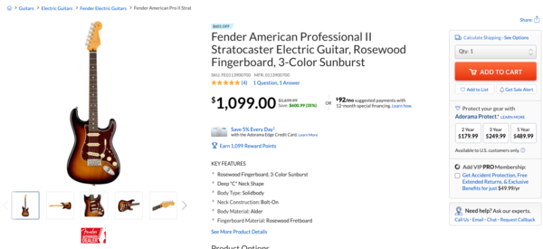 Fender 芬达 American Professional II 美专系列 二代 Stratocaster 电吉他